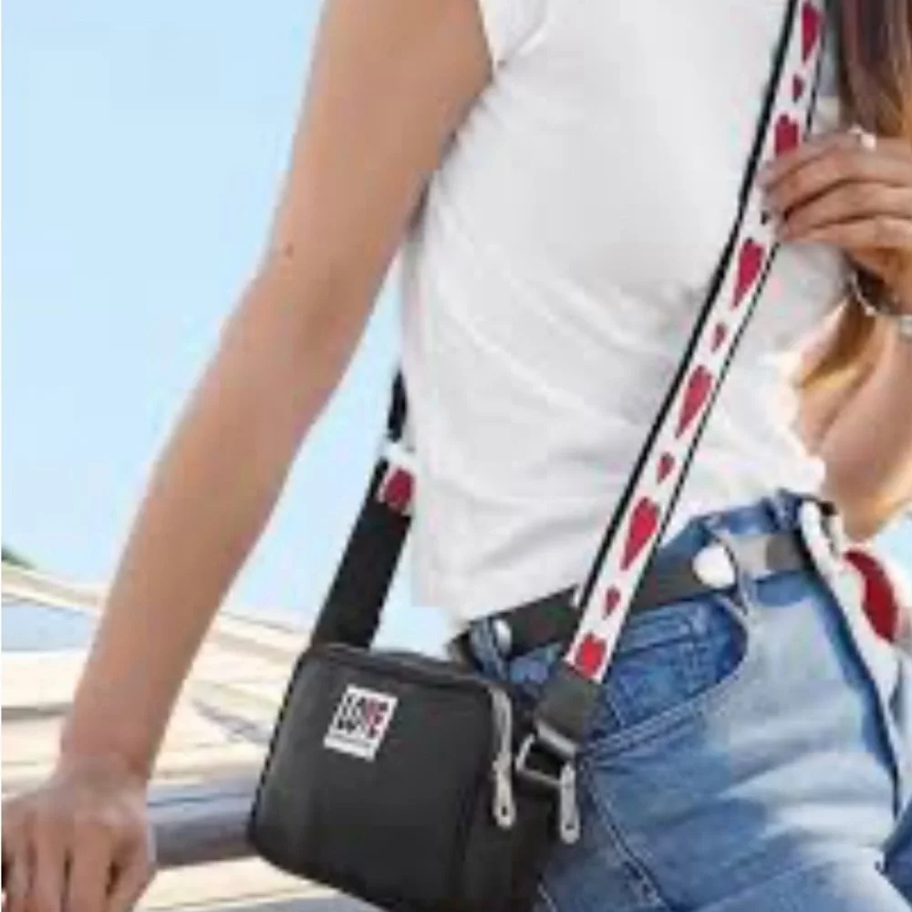 Love Essentials Cross‎ Body Bag - Brighton Black with Heart Strap